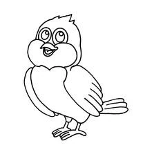 Cartoon bird with big eyes coloring page