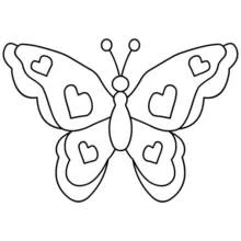 Butterfly with heart patterns on its wings coloring page
