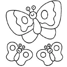Three smiling butterflies coloring page
