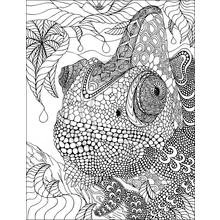 Chameleon head covered in zentangle patterns coloring page