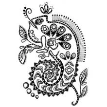 Chameleon covered in intricate patterns coloring page