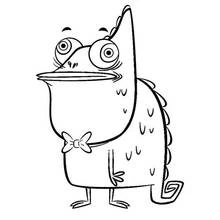 Chameleon wearing a bow tie coloring page