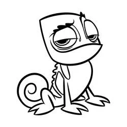 Cartoon chameleon with sleepy eyes coloring page