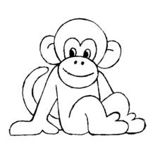 Chimpanzee sitting with a big smile coloring page