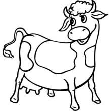 Cow with a happy smiling face coloring page