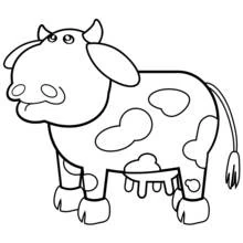 Cow standing with big spots coloring page