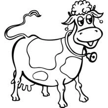Cow with a bell around its neck coloring page