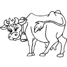 Cow with a bell around its neck coloring page