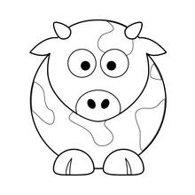 Cow with a round face and big eyes coloring page