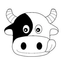 Cow face with big horns coloring page