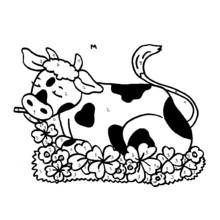 Cow lying in a flower field coloring page