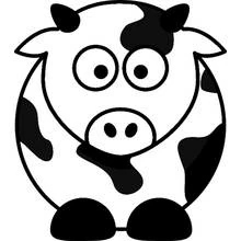 Cow with round cartoon face and big eyes coloring page