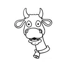 Cow face with a bell around the neck coloring page