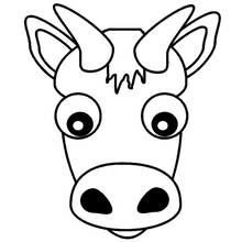 Cow face with big eyes and horns coloring page