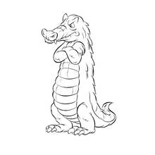 Crocodile standing with arms crossed coloring page