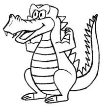 Crocodile standing upright with a big smile coloring page
