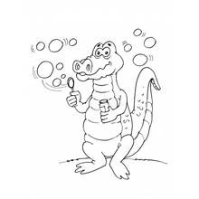 Crocodile blowing bubbles coloring page