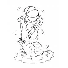 Crocodile playing with a beach ball in water coloring page