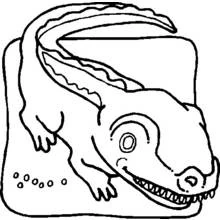 Crocodile lying with its mouth open coloring page