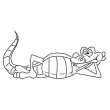 Crocodile relaxing on its back coloring page