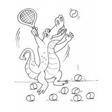Crocodile playing tennis coloring page