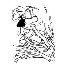 Crocodile attacking Captain Hook coloring page