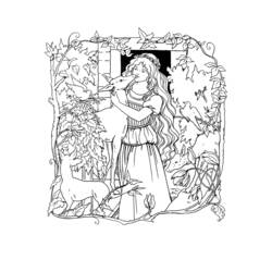 Doe kissed by a princess in a garden coloring page