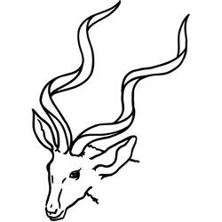 Antelope head with long spiral horns coloring page