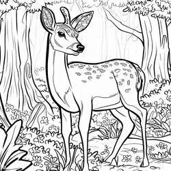 Doe standing in the forest coloring page