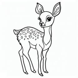 Doe fawn standing with spotted coat coloring page