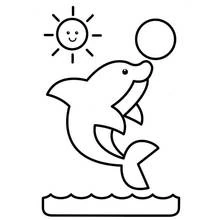 Dolphin jumping with a ball coloring page