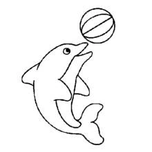 Dolphin playing with a ball coloring page