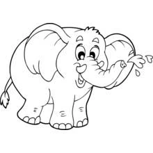 Elephant spraying water from its trunk coloring page