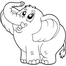 Elephant with trunk raised up coloring page