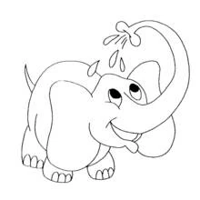 Cheerful elephant with spraying trunk coloring page