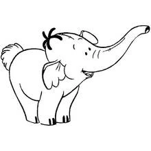 Elephant with trunk raised playfully coloring page