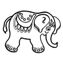 Elephant with decorative patterns walking coloring page