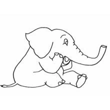 Elephant sitting with trunk raised coloring page