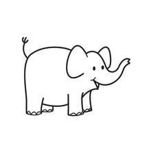 Elephant standing with curled trunk coloring page