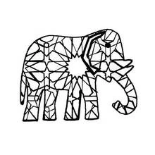 Elephant with geometric mosaic pattern coloring page