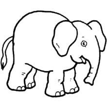 Elephant standing with trunk curled coloring page