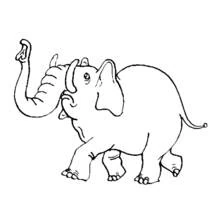 Elephant walking with trunk raised coloring page