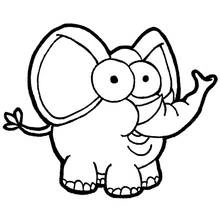 Elephant with big cartoon eyes coloring page