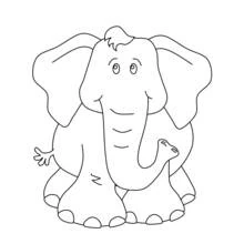 Elephant facing forward with raised trunk coloring page