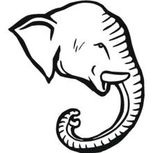 Elephant head with curled trunk coloring page