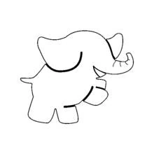 Elephant walking with raised trunk coloring page