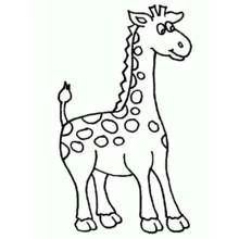 Giraffe standing with a smiling face coloring page
