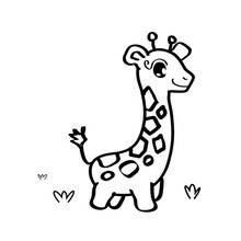 Giraffe standing with tufts of grass coloring page