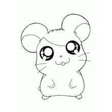 Hamtaro the Hamster standing with big eyes coloring page