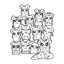Hamster group with many cute faces coloring page